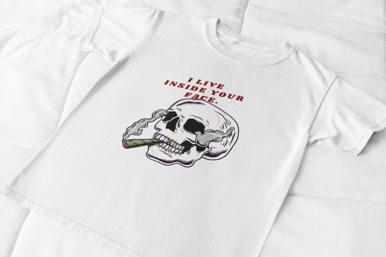 Men's Living Inside Face Skull T-shirt Black by ZealforTee