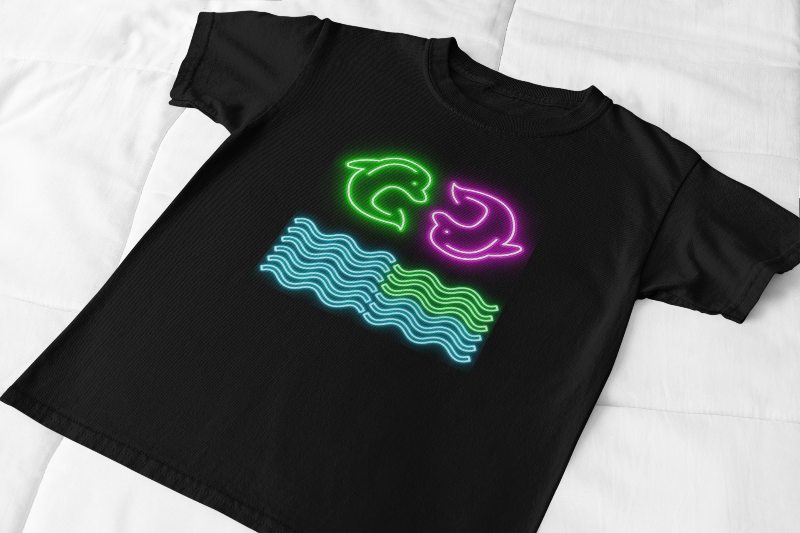 Men's Glow Dolphin T-shirt Black by ZealforTee