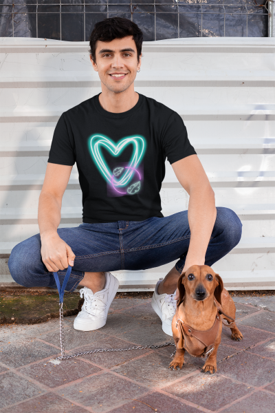 Men's Glow Heart Tshirt Black by ZealforTee