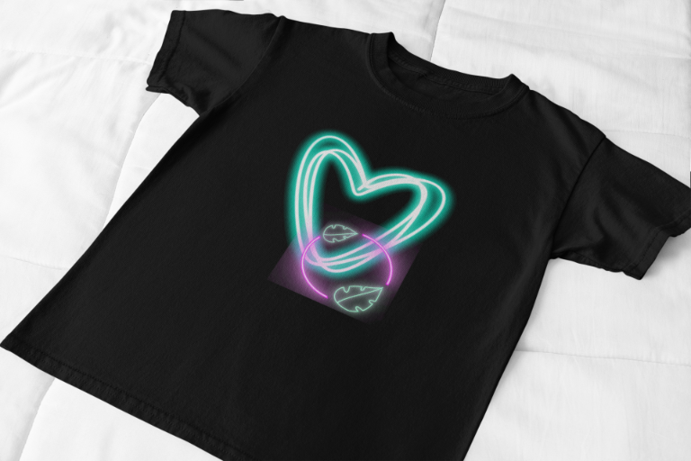 Men's Glow Heart Tshirt Black by ZealforTee