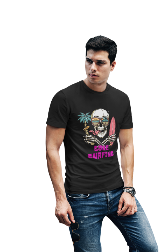 Men's Gone Surfing Skull T-shirt White by ZealforTee