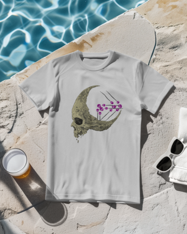 Men's Half Skull T-shirt Grey Melange by ZealforTee