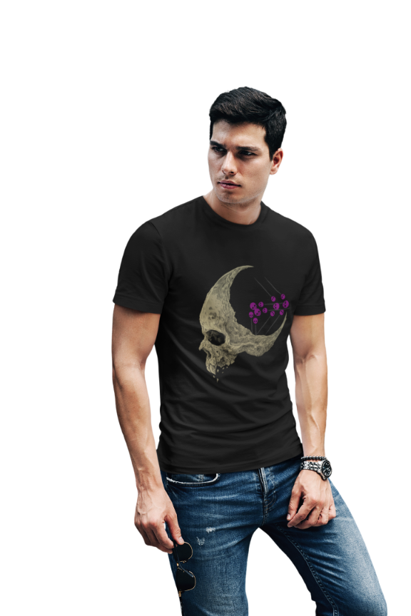 Men's Half Skull T-shirt Black by ZealforTee