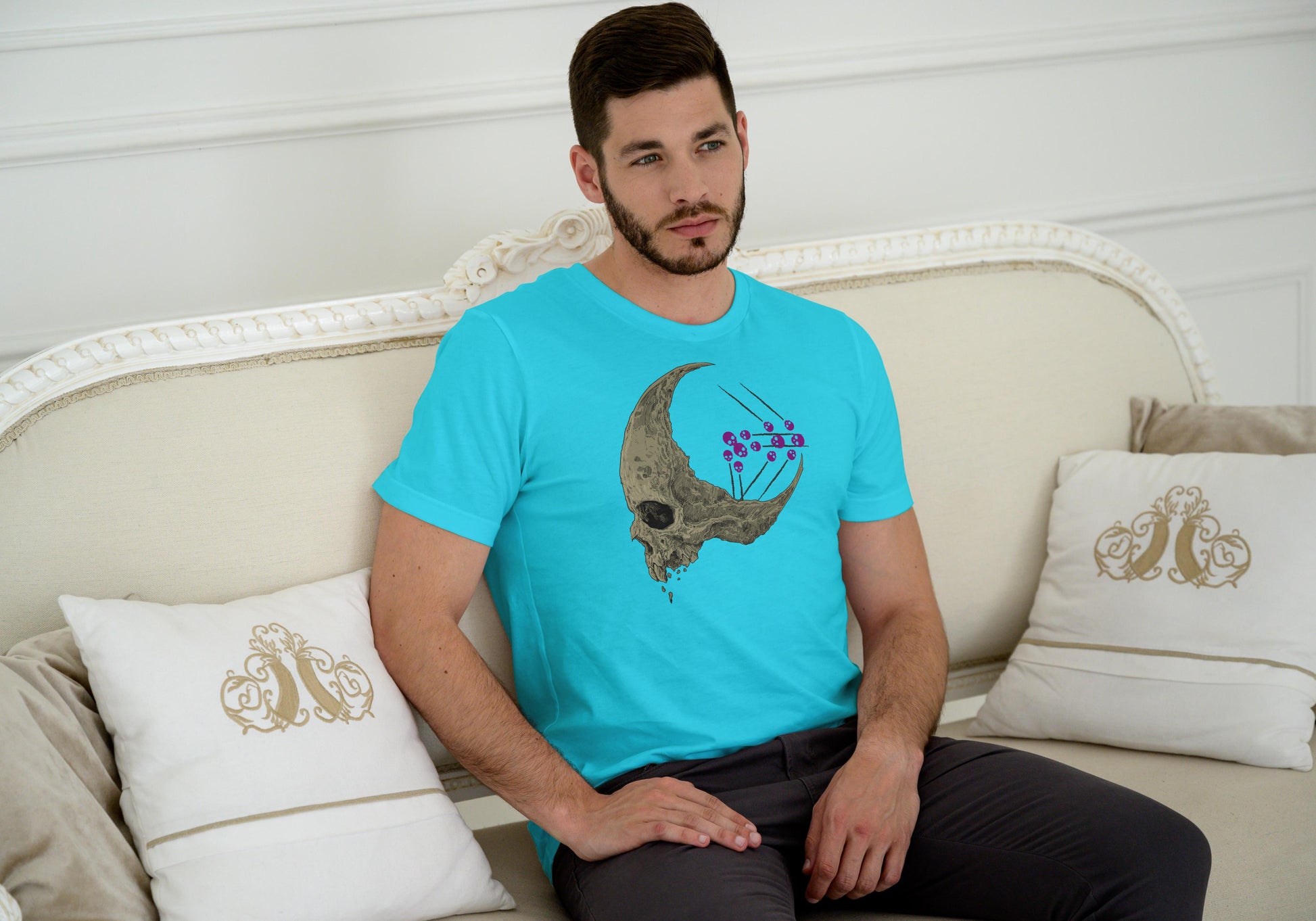 Men's Half Skull T-shirt Yellow by ZealforTee