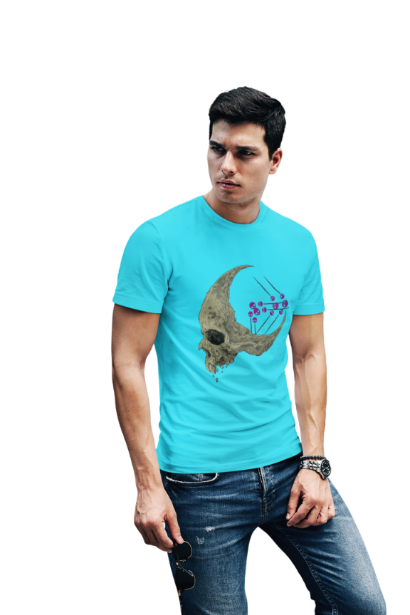 Men's Half Skull T-shirt White by ZealforTee