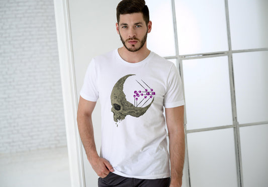Men's Half Skull T-shirt White by ZealforTee