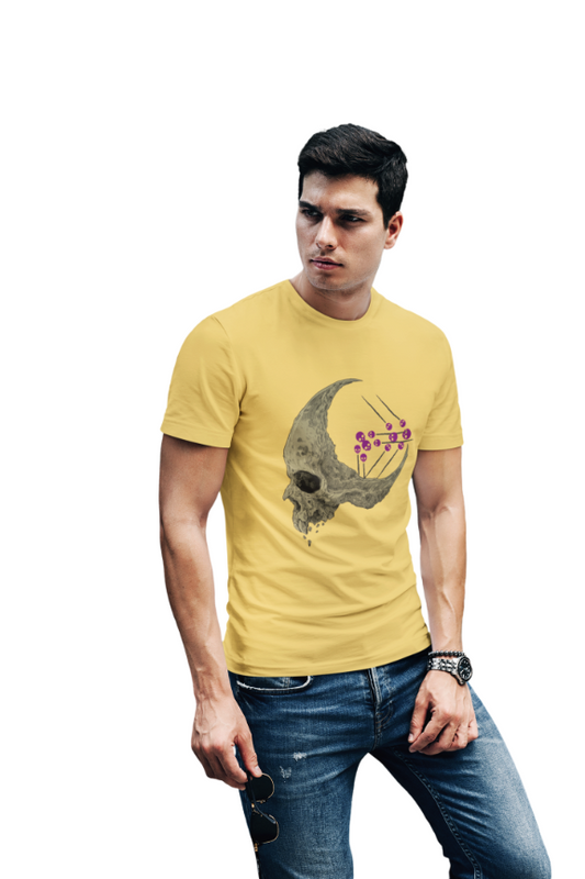Men's Half Skull T-shirt Yellow by ZealforTee