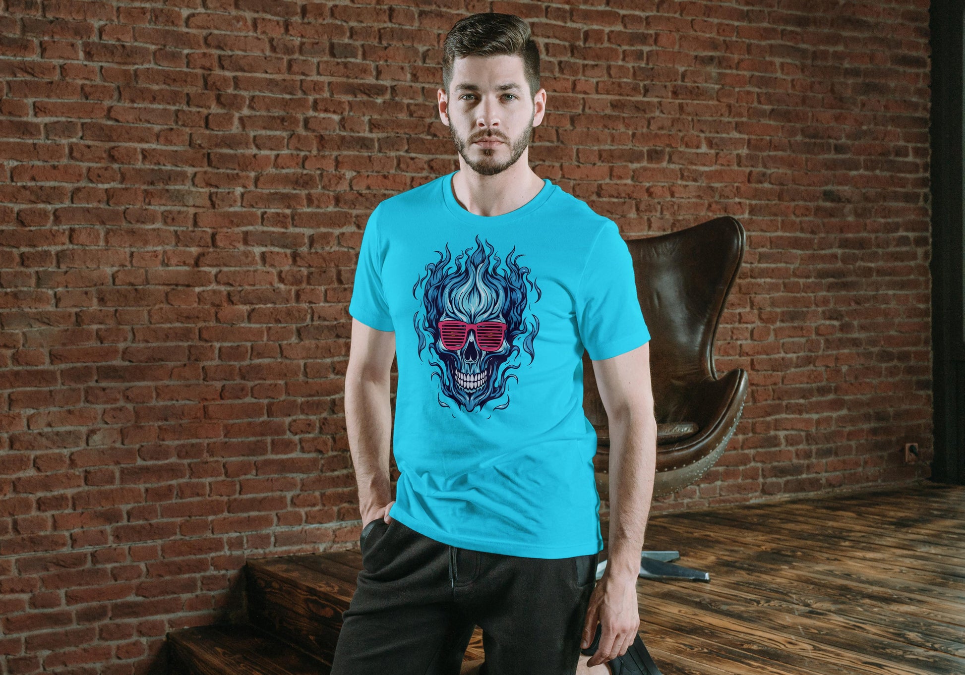 Men's Hot Fire Skull T-shirt White by ZealforTee