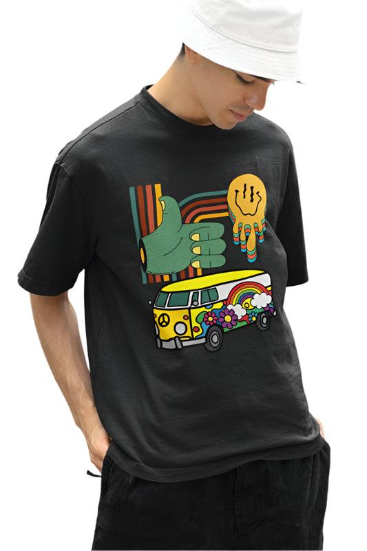 Men's Multicolored Imagination Oversized T shirt Red by ZealforTee