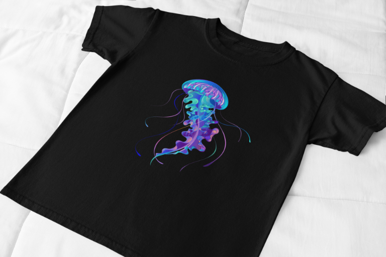 Men's Blue Jellyfish Tshirt Black by ZealforTee
