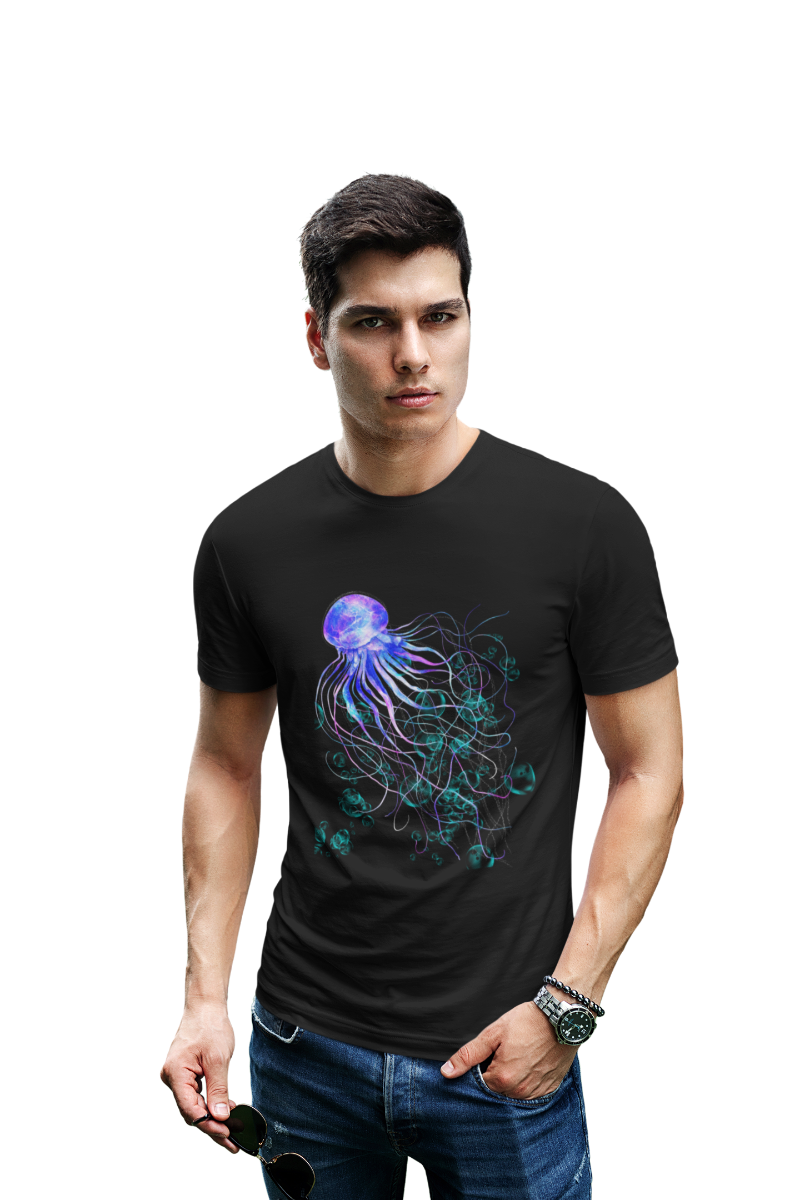 Men's Jelly Fish T-shirt Black by ZealforTee