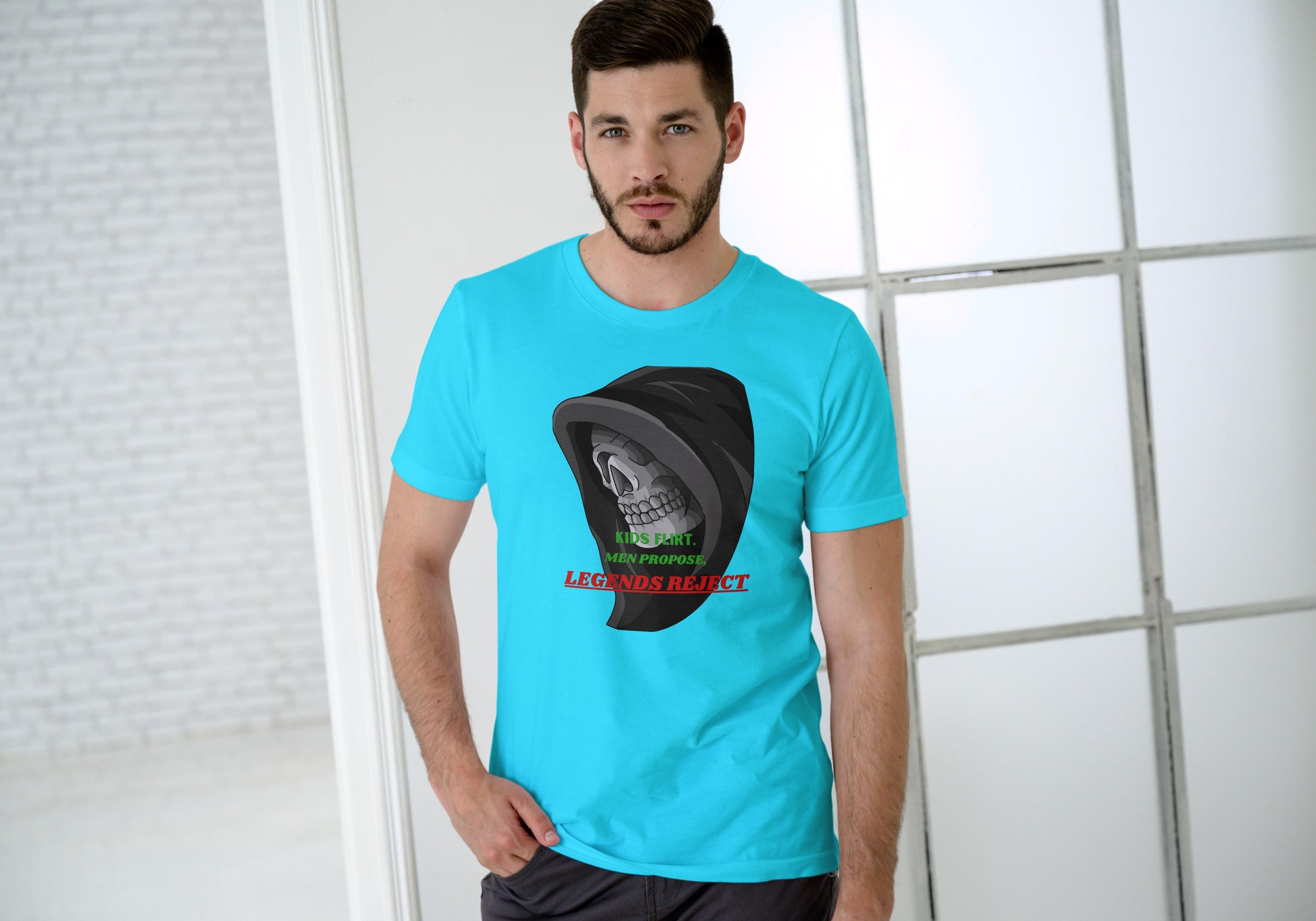 Men's Legends Reject Skull T-shirt Grey Melange by ZealforTee