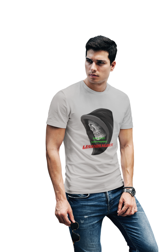 Men's Legends Reject Skull T-shirt Grey Melange by ZealforTee