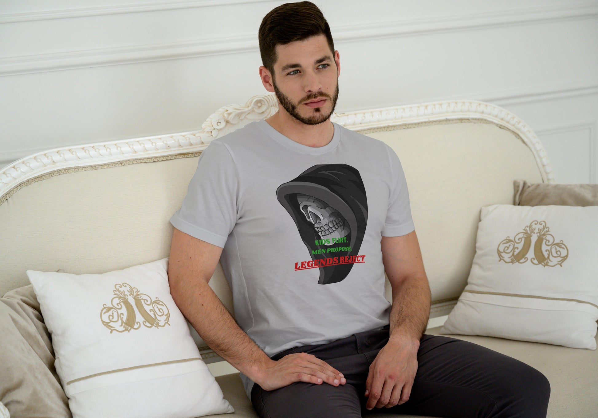 Men's Legends Reject Skull T-shirt Grey Melange by ZealforTee