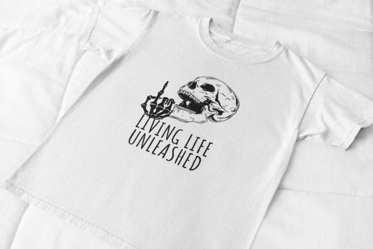 Men's Living Life Unleashed Skull T-shirt White by ZealforTee