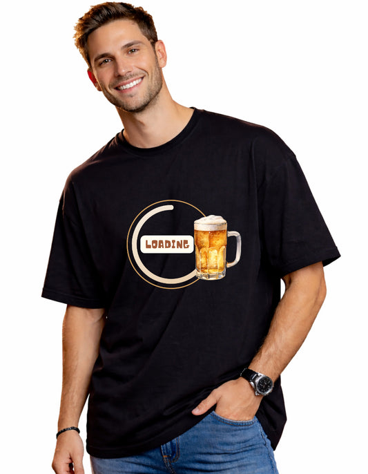 Men Loading Happiness Oversized Tshirt Front By ZealforTee
