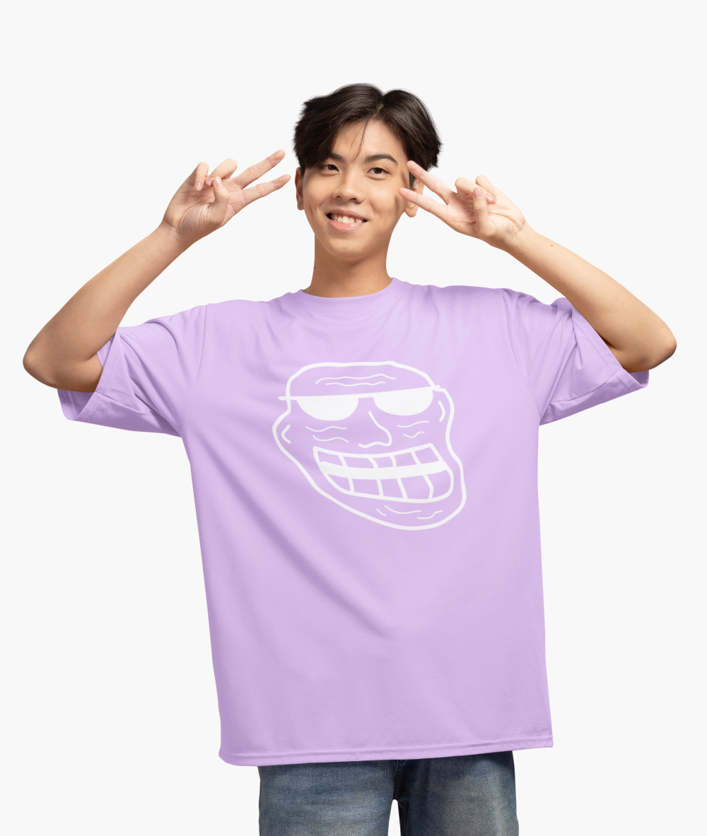 Men's Troll Face Graphic Printed T-Shirt Iris Lavender by ZealforTee