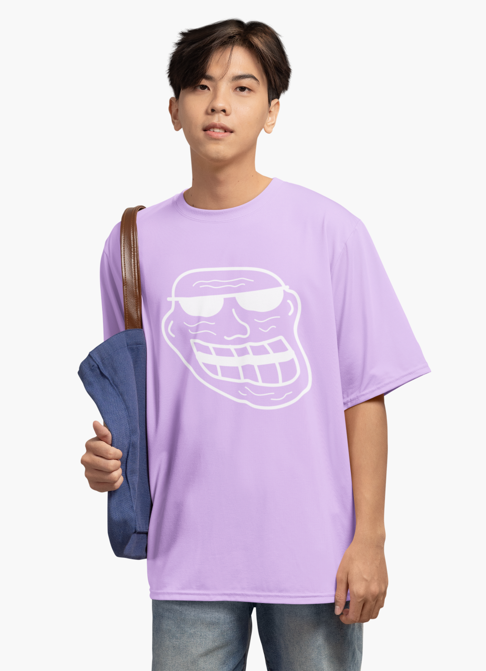 Men's Troll Face Graphic Printed T-Shirt Iris Lavender by ZealforTee