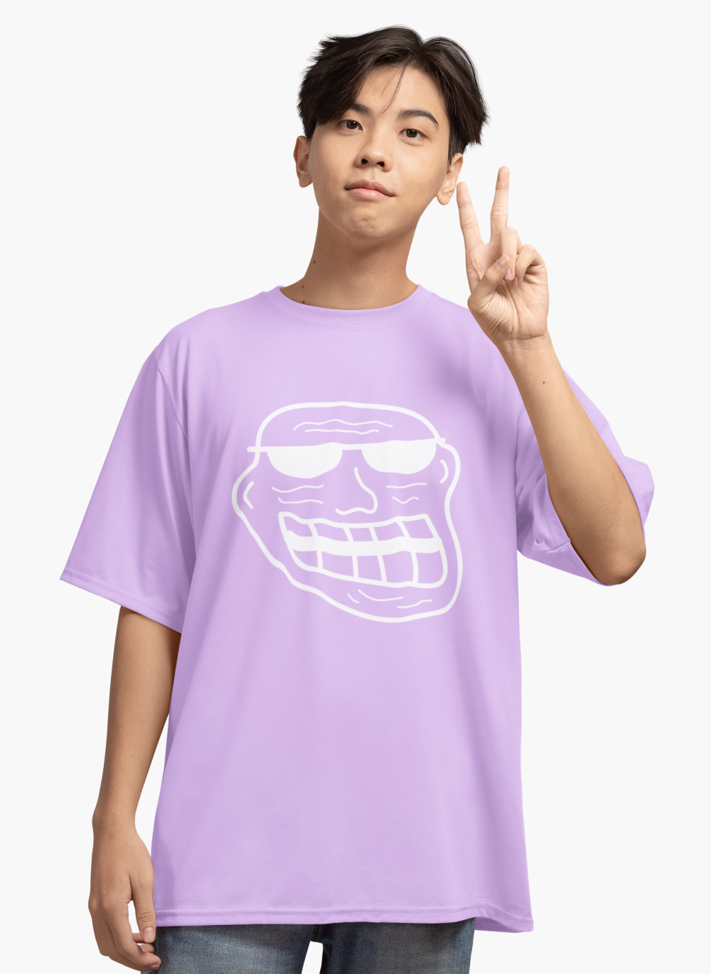 Men's Troll Face Graphic Printed T-Shirt Iris Lavender by ZealforTee