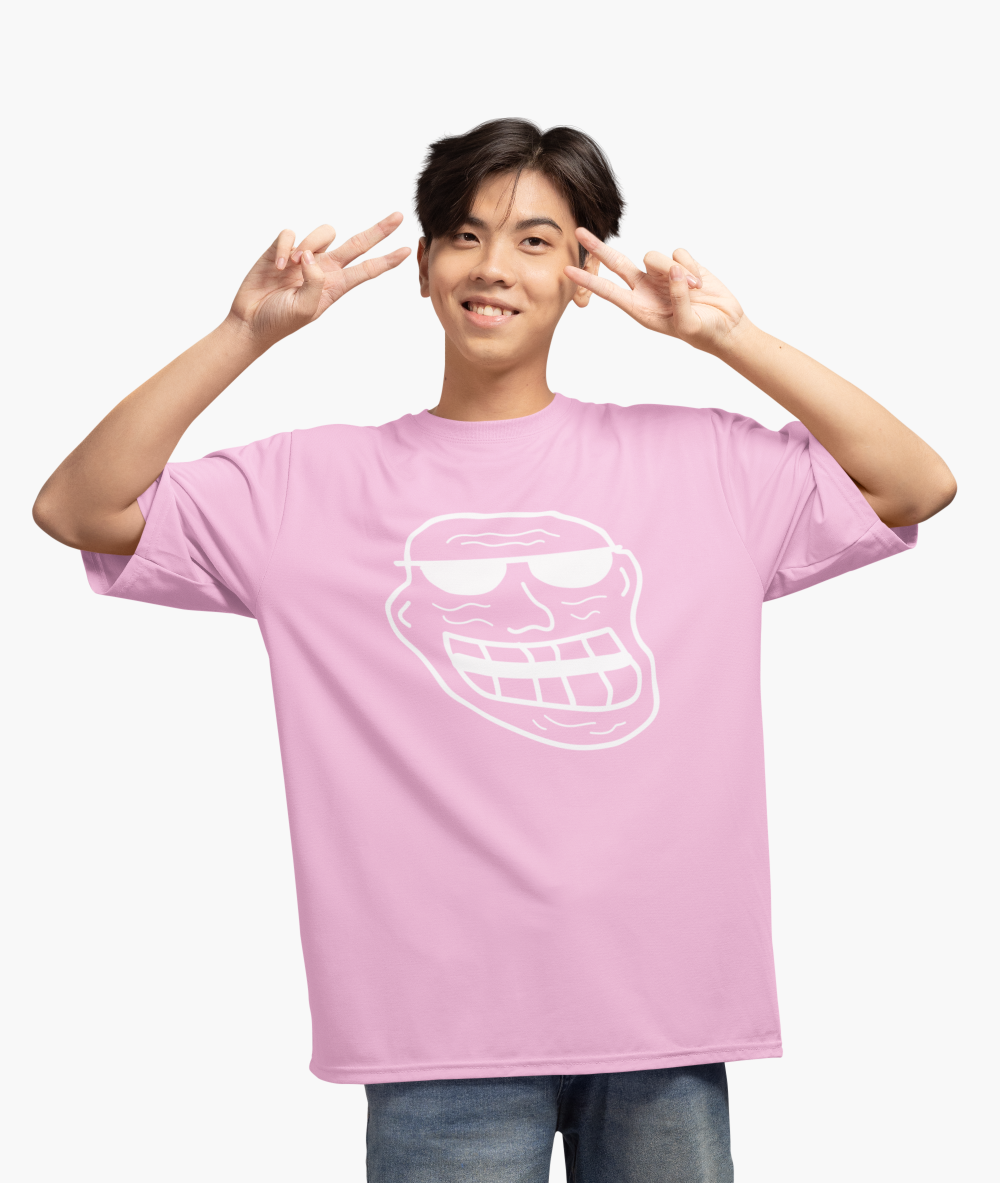 Men's Troll Face Graphic Printed T-Shirt Pink by ZealforTee