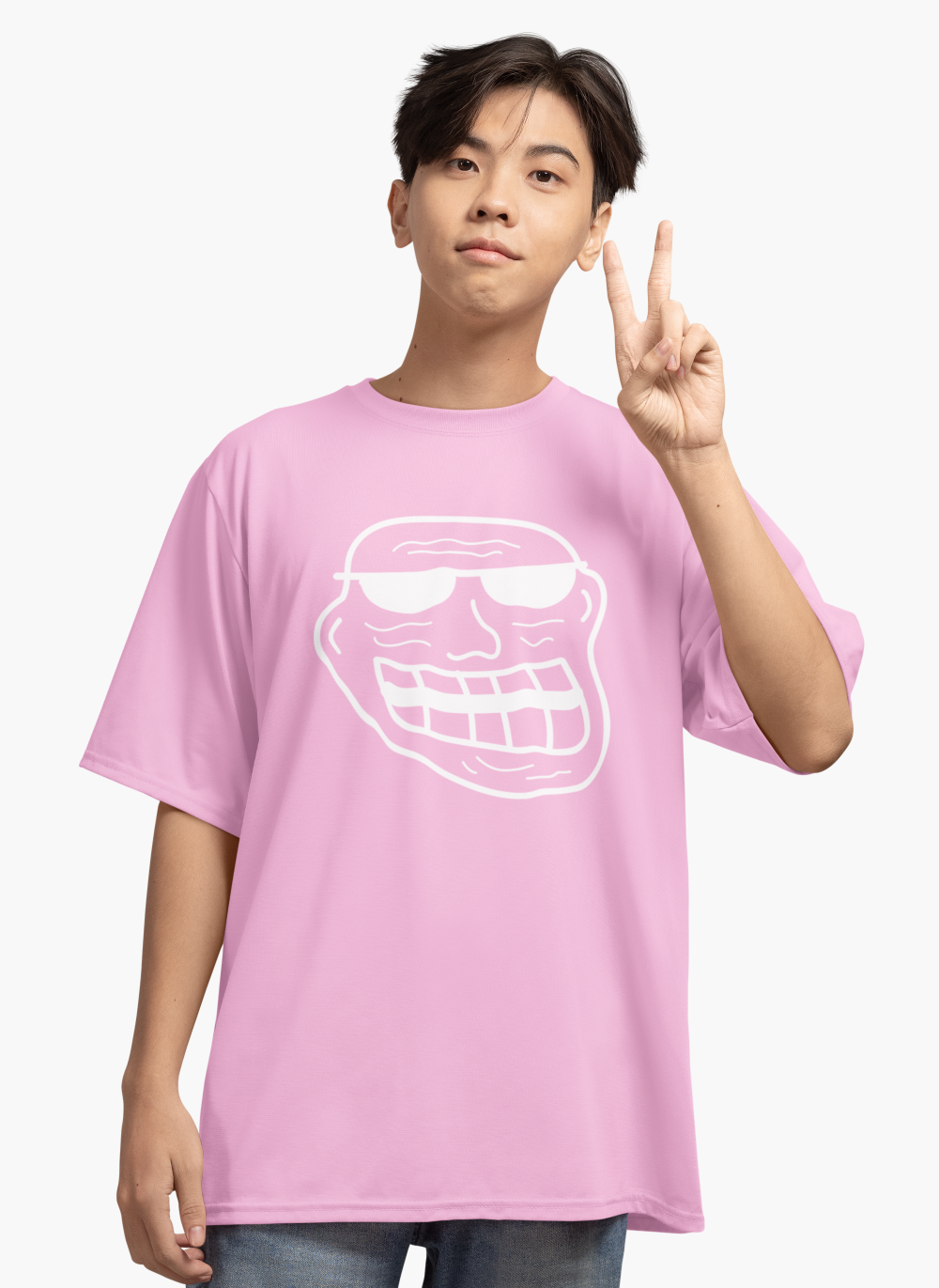 Men's Troll Face Graphic Printed T-Shirt Pink by ZealforTee