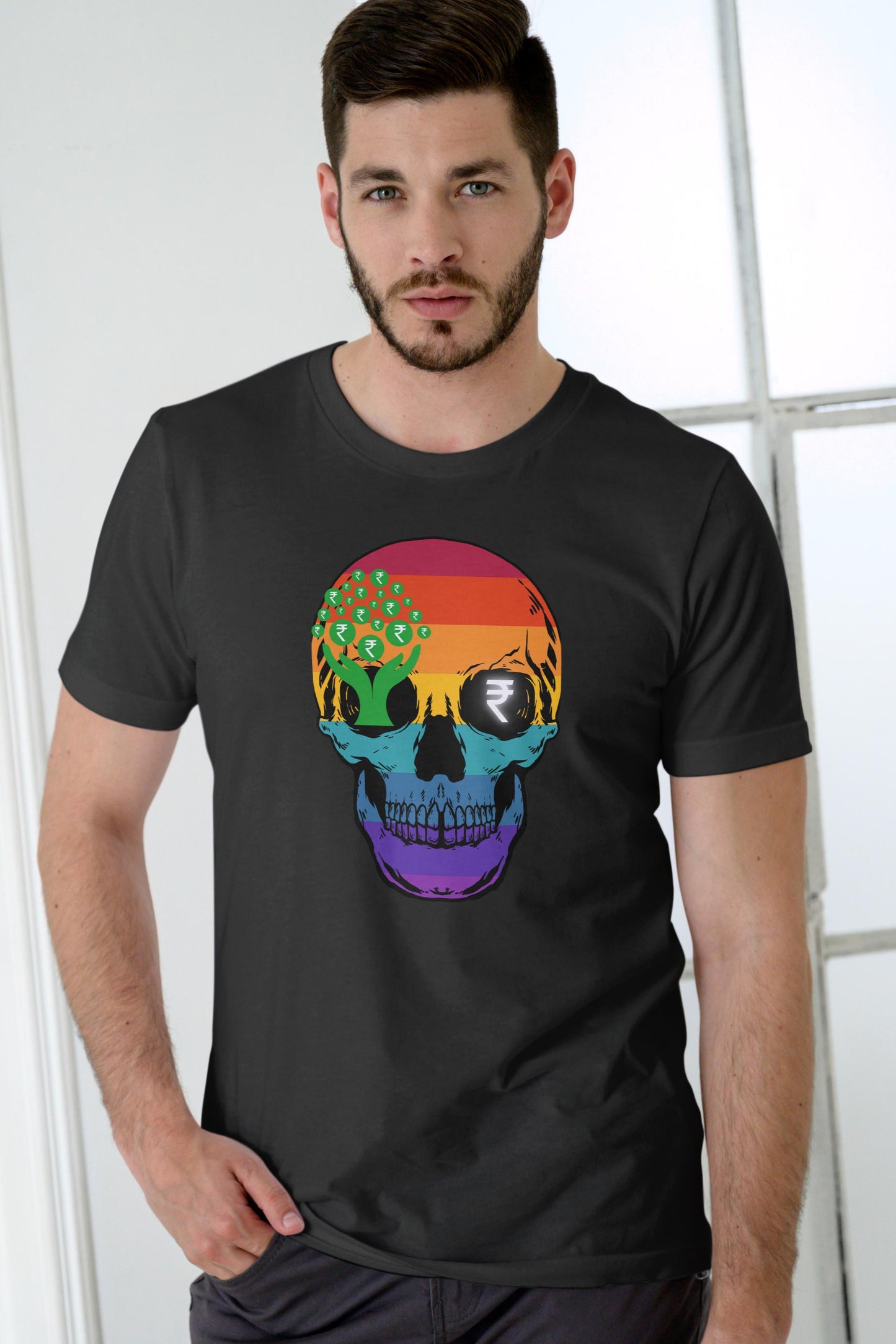 Men's Skull Money T-shirt SkyBlue by ZealforTee
