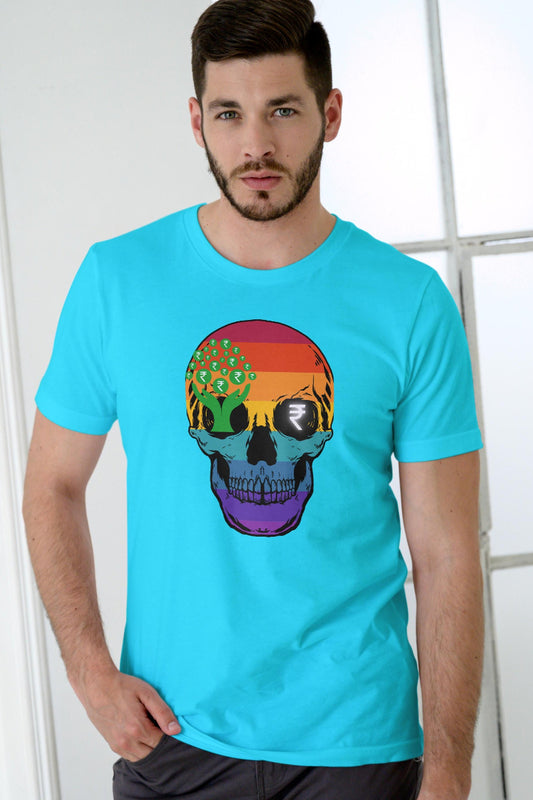 Men's Skull Money T-shirt SkyBlue by ZealforTee