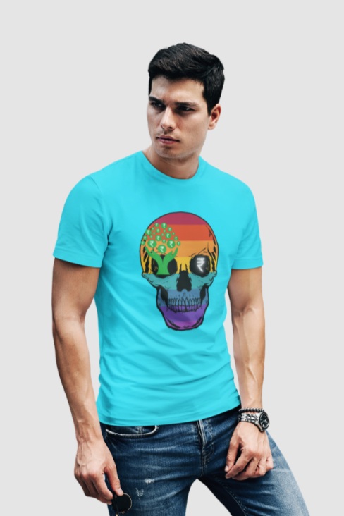 Men's Skull Money T-shirt SkyBlue by ZealforTee