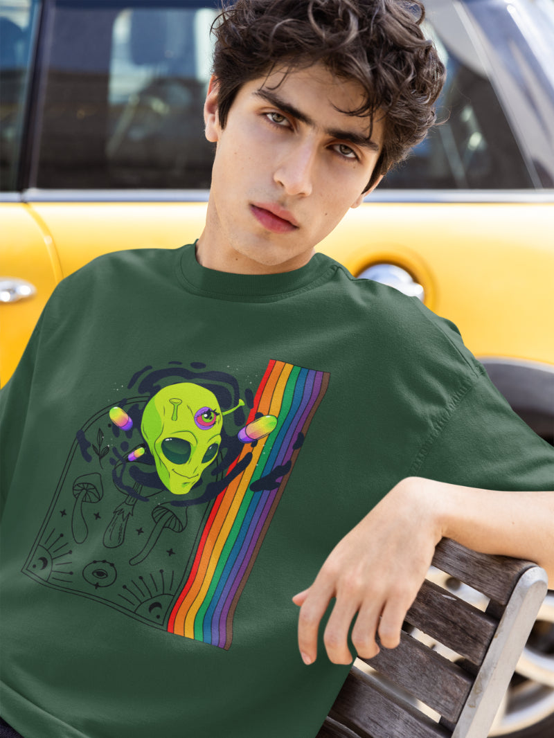 Men Multicolored Crown Oversized T shirt