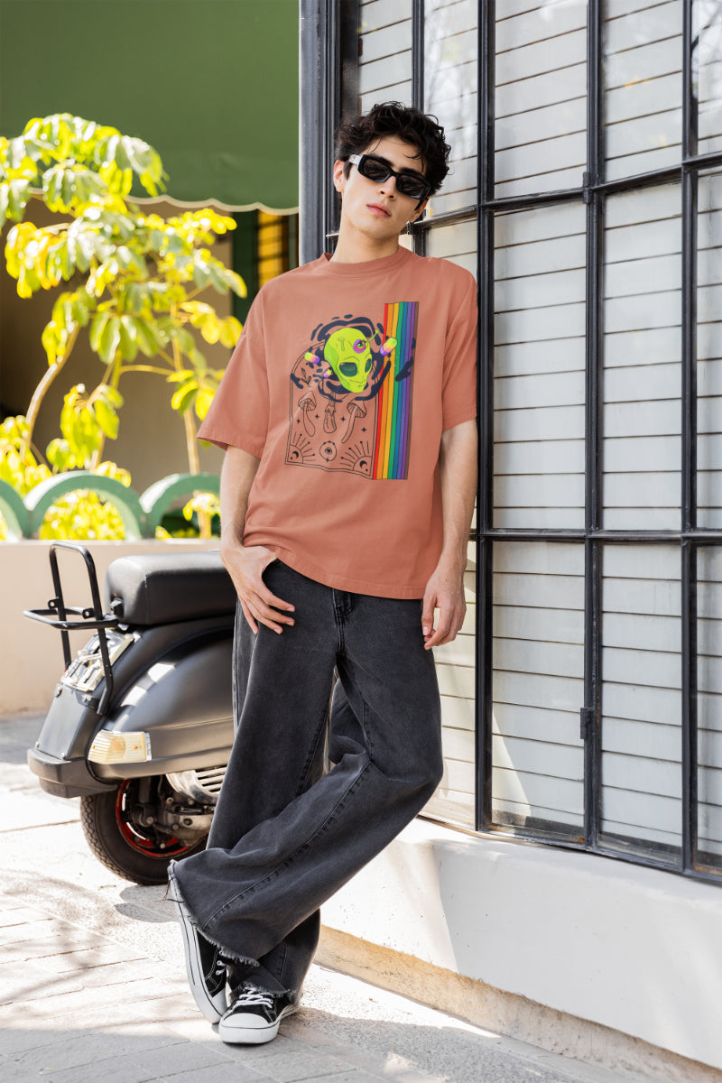 Men Multicolored Crown Oversized T shirt
