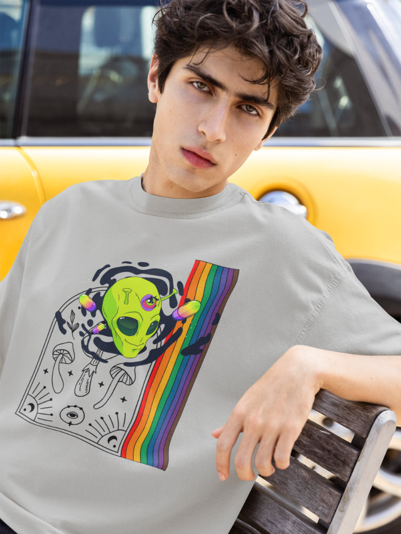 Men Multicolored Crown Oversized T shirt