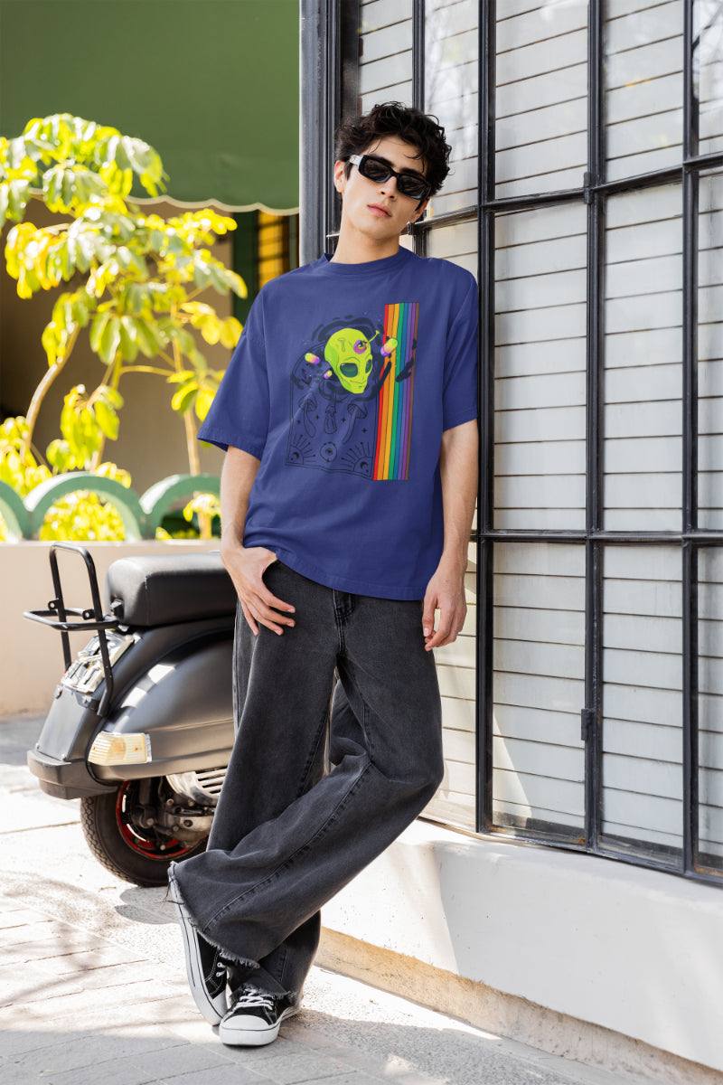 Men Multicolored Crown Oversized T shirt