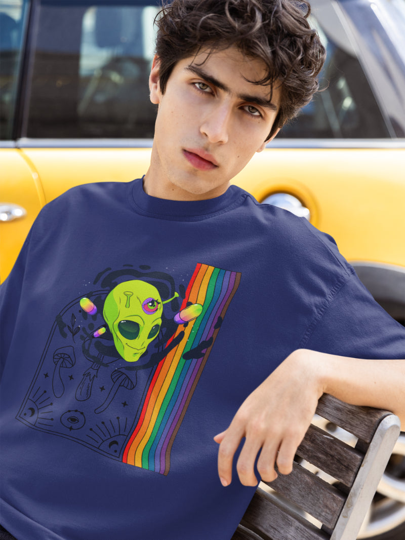 Men Multicolored Crown Oversized T shirt