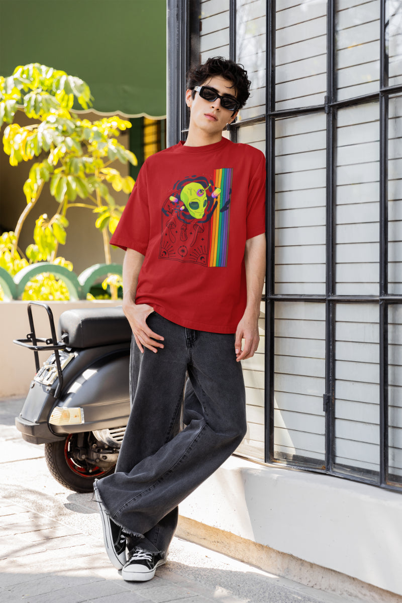 Men Multicolored Crown Oversized T shirt