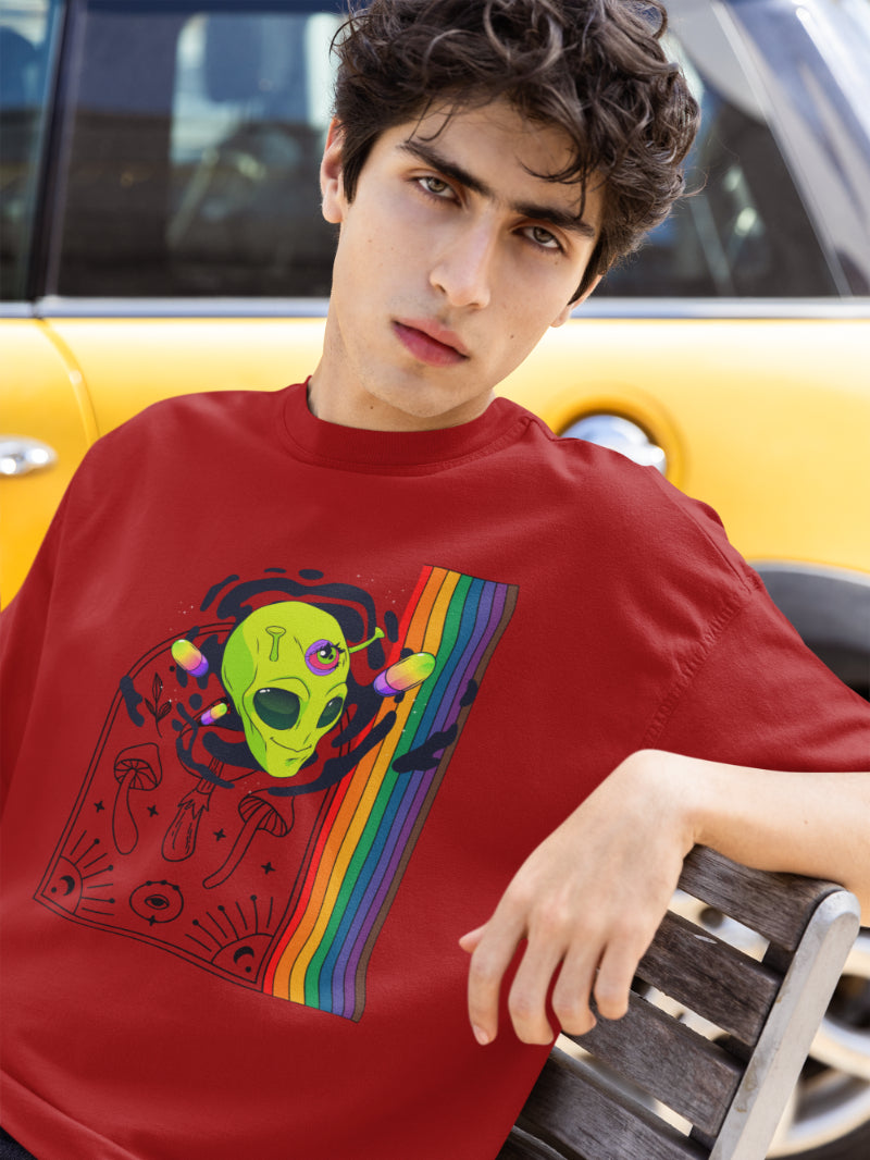Men Multicolored Crown Oversized T shirt