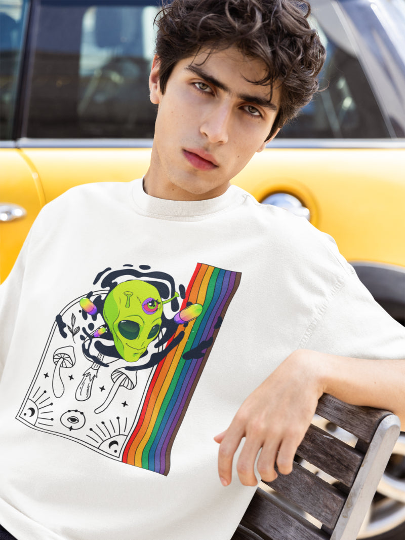 Men Multicolored Crown Oversized T shirt