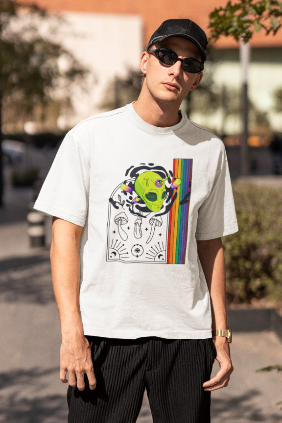 Men Multicolored Crown Oversized T shirt