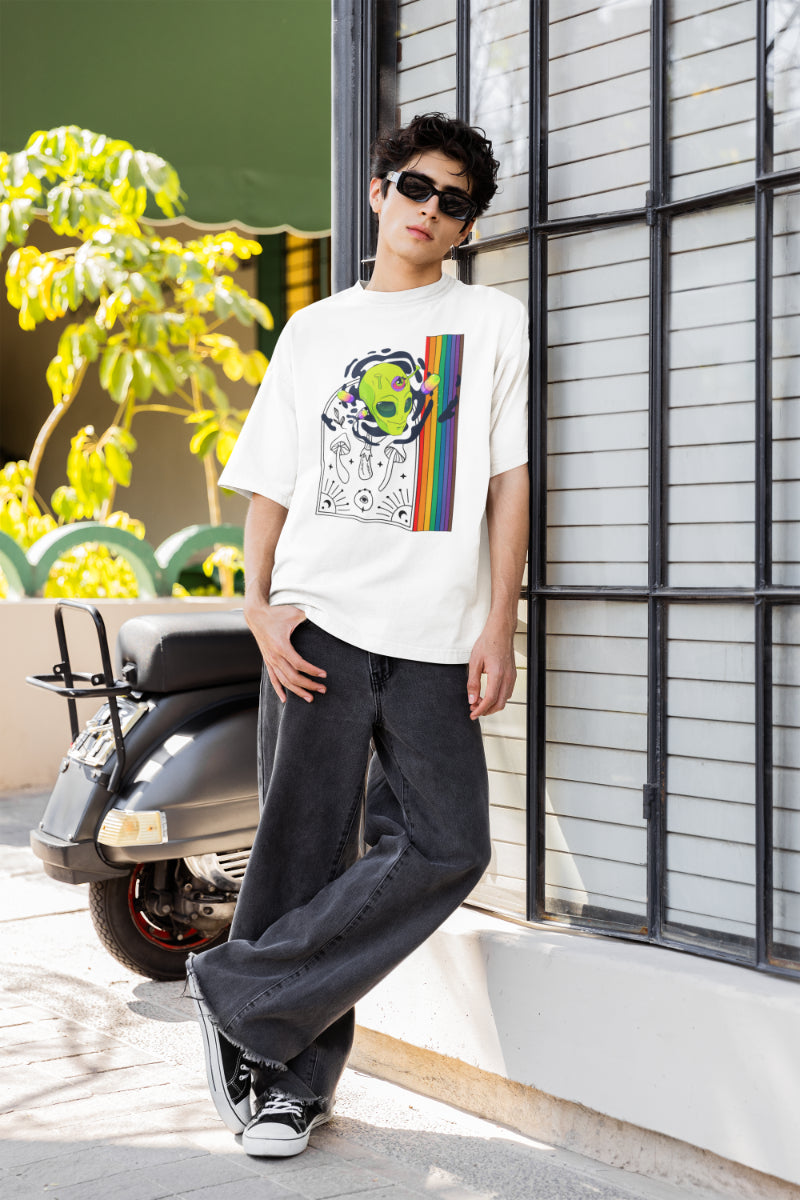 Men Multicolored Crown Oversized T shirt