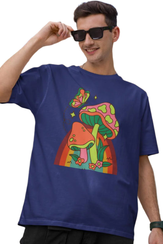 Men's Eye Catching Mushroom Oversized T shirt Royal Blue by ZealforTee