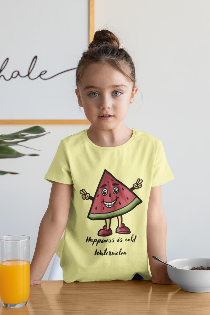 Kid's Happy Watermelon Unisex Tshirt Black by ZealforTee
