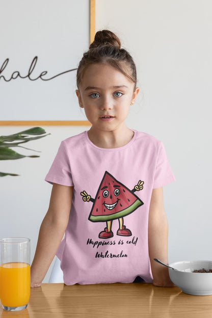 Kid's Happy Watermelon Unisex Tshirt Light Pink by ZealforTee