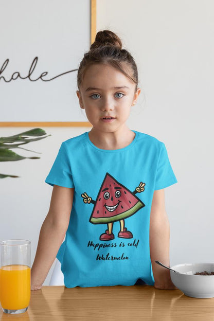 Kid's Happy Watermelon Unisex Tshirt Sky Blue by ZealforTee