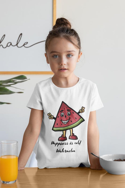 Kid's Happy Watermelon Unisex Tshirt White by ZealforTee