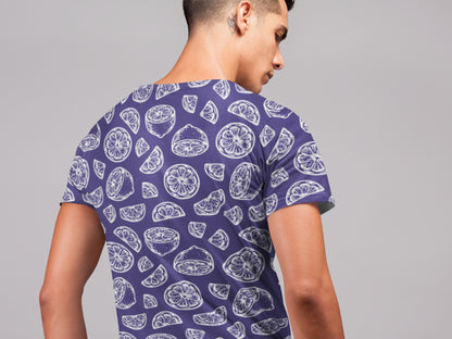 Men's All Over Print Purply Blue Lime T-shirt