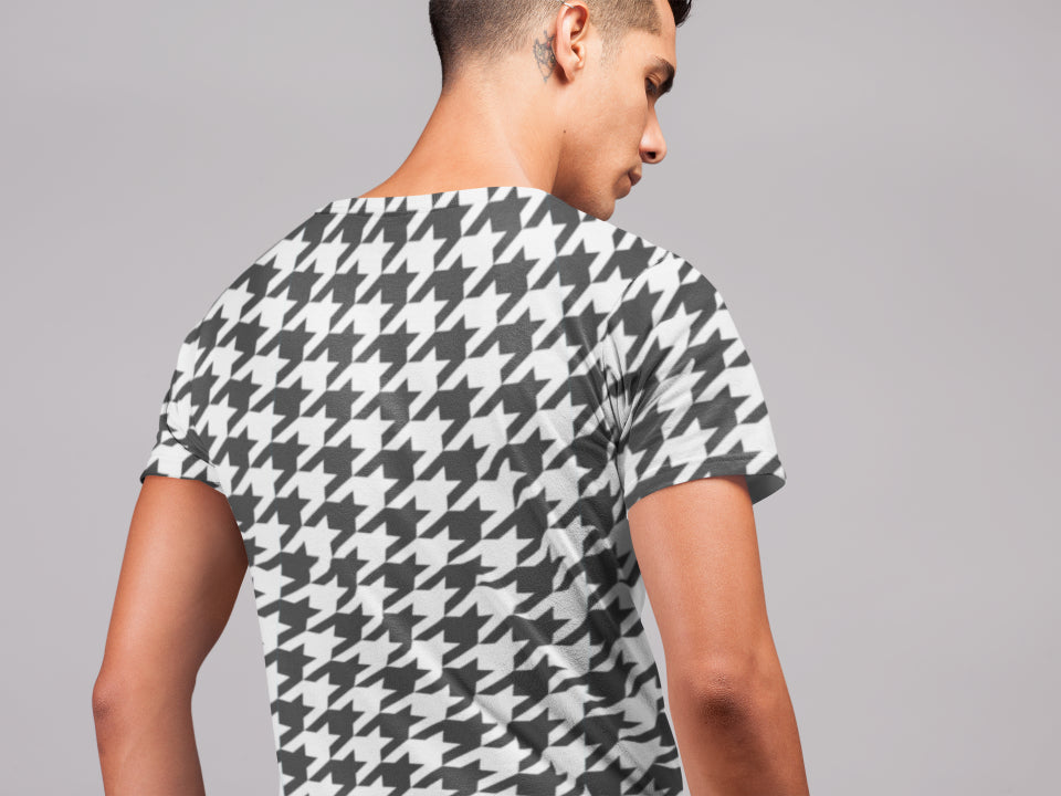 Men's All Over Print Black & White T-shirt