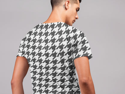 Men's All Over Print Black & White T-shirt