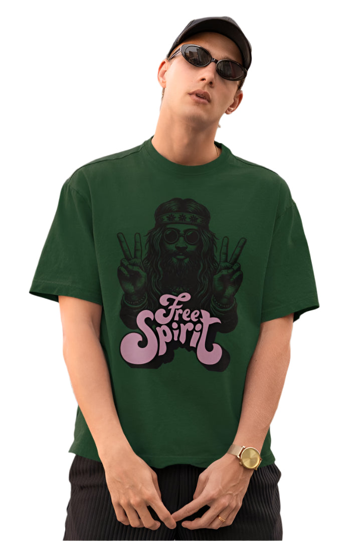 Men's Free Spirit Oversized T shirt White by ZealforTee