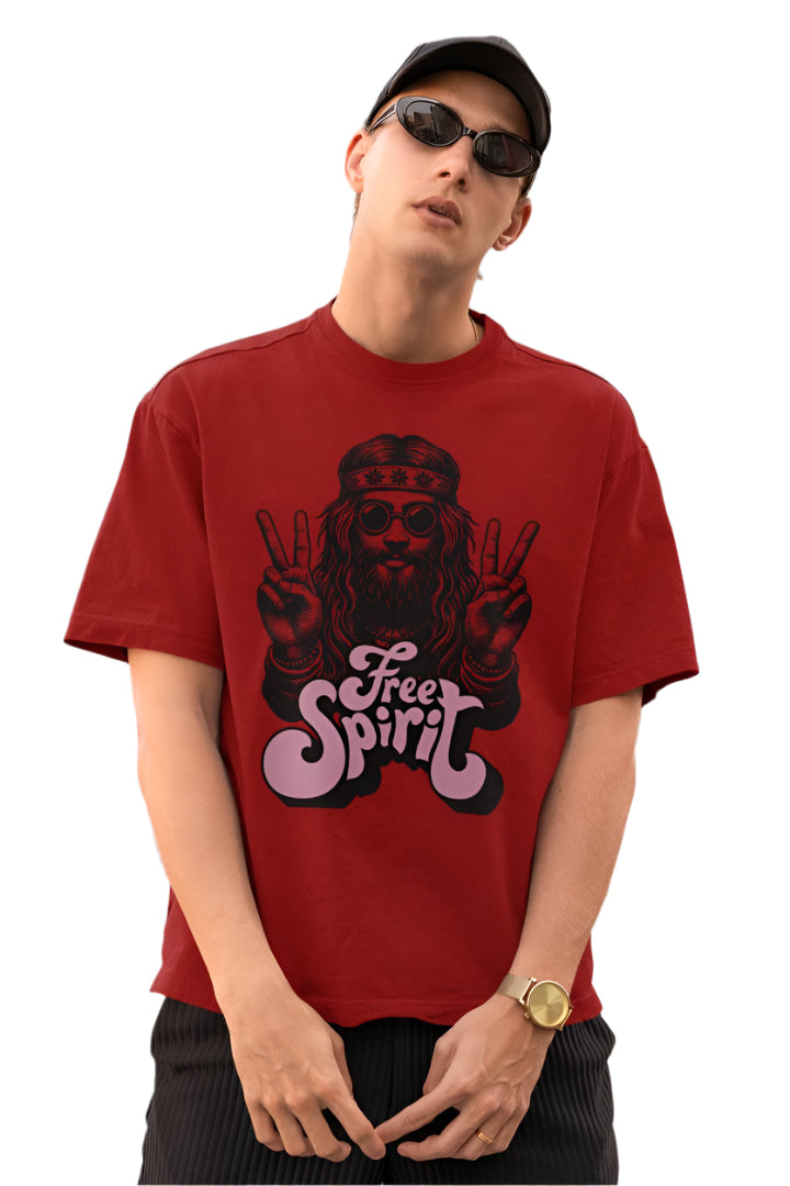 Men's Free Spirit Oversized T shirt White by ZealforTee