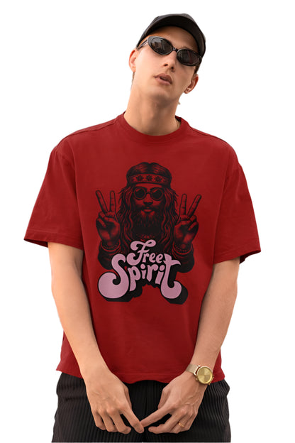 Men's Free Spirit Oversized T shirt White by ZealforTee