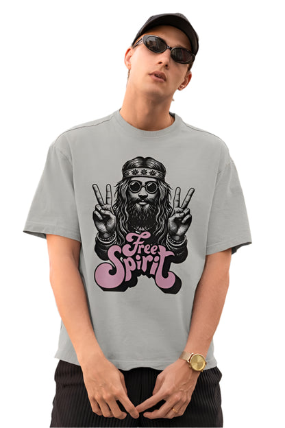Men's Free Spirit Oversized T shirt White by ZealforTee